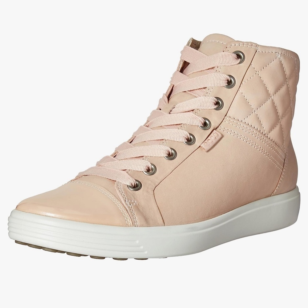 ECCO Quilted High Top Fashion Sneaker in Rose Dust - Picture 2 of 16